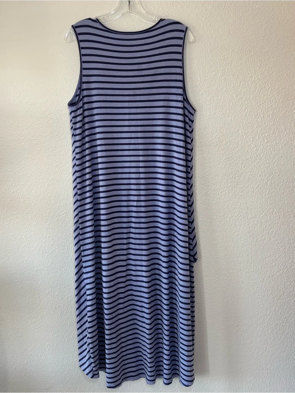 Soft Surroundings Sarina Striped Tank Dress Large Pima Cotton High Low Tulip Hem - Picture 3 of 10